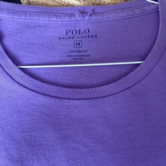 EUC distressed design RL Polo lavender tee with green pony size M custom fit - Picture 2 of 4